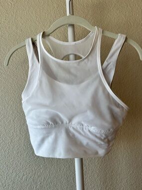 Lululemon white mesh double layer high neck sports bra size 6